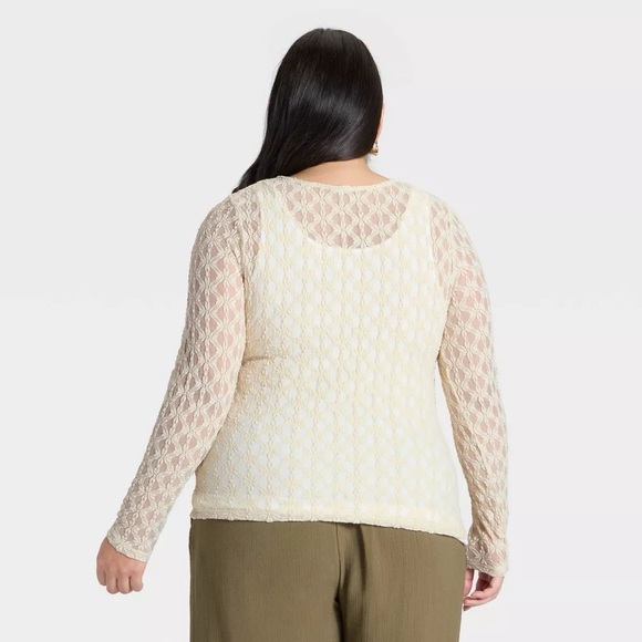 NWOT A New Day Longsleeve Lace Top size XXL in Cream - Picture 2 of 9
